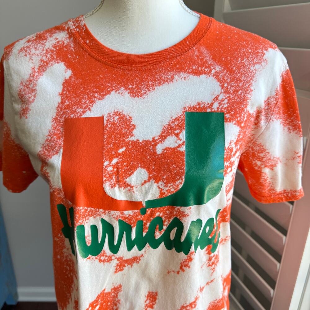 University of Miami Hurricanes T-Shirt Top Womens M Orange Marble Print THE U - Picture 6 of 11